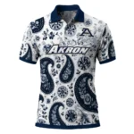 Akron Zips Polo Shirt Personalized Paisley Florals Blue White Best Selling