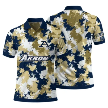 Akron Zips Polo Shirt Personalized Pixel Camo Blue Fashion Forward