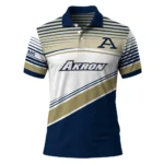 Akron Zips Polo Shirt Personalized Slanted Stripes Blue White Best Selling