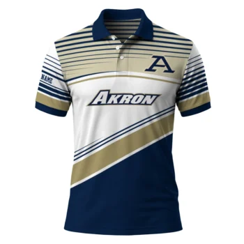 Akron Zips Polo Shirt Personalized Slanted Stripes Blue White Best Selling