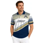 Akron Zips Polo Shirt Personalized Slanted Stripes Blue White Best Selling