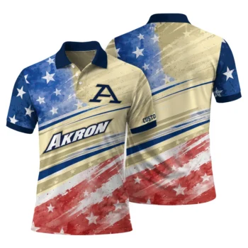 Akron Zips Polo Shirt Personalized Star Stripes Red Blue Fashion Forward