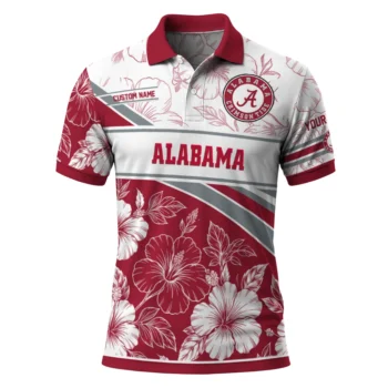 Alabama Crimson Tide Polo Shirt Personalized Floral Angles Crimson White Best Selling