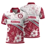 Alabama Crimson Tide Polo Shirt Personalized Floral Angles Crimson White Best Selling