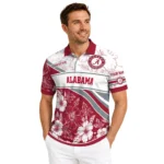 Alabama Crimson Tide Polo Shirt Personalized Floral Angles Crimson White Best Selling