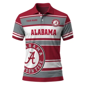Alabama Crimson Tide Polo Shirt Personalized Horizontal Blocks Crimson Best Selling