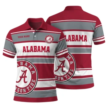 Alabama Crimson Tide Polo Shirt Personalized Horizontal Blocks Crimson Fashion Forward