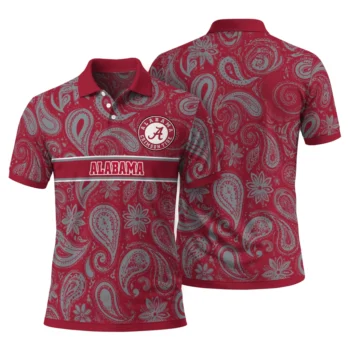 Alabama Crimson Tide Polo Shirt Personalized Paisley Band Crimson Fashion Forward
