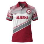 Alabama Crimson Tide Polo Shirt Personalized Slanted Stripes Crimson White Best Selling