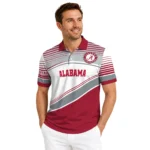 Alabama Crimson Tide Polo Shirt Personalized Slanted Stripes Crimson White Best Selling