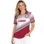 Alabama Crimson Tide Polo Shirt Personalized Slanted Stripes Crimson White Best Selling