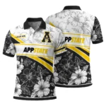 Appalachian State Mountaineers Polo Shirt Personalized Floral Angles Black White Best Selling
