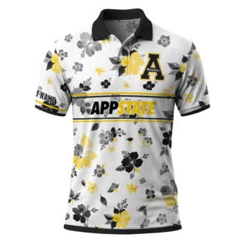 Appalachian State Mountaineers Polo Shirt Personalized Floral Pinstripe Black White Best Selling
