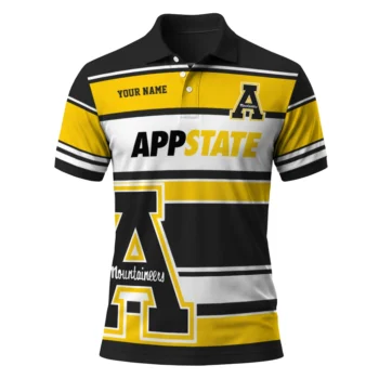 Appalachian State Mountaineers Polo Shirt Personalized Horizontal Blocks Black Best Selling