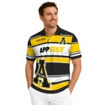 Appalachian State Mountaineers Polo Shirt Personalized Horizontal Blocks Black Best Selling