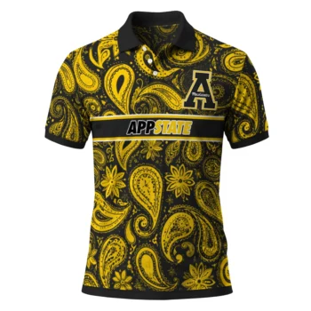 Appalachian State Mountaineers Polo Shirt Personalized Paisley Band Black Best Selling