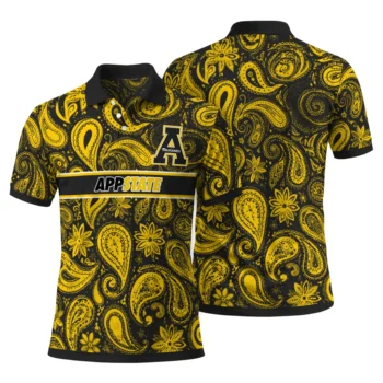 Appalachian State Mountaineers Polo Shirt Personalized Paisley Band Black Fashion Forward