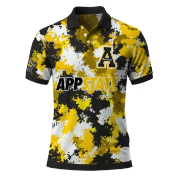 Appalachian State Mountaineers Polo Shirt Personalized Pixel Camo Black Best Selling