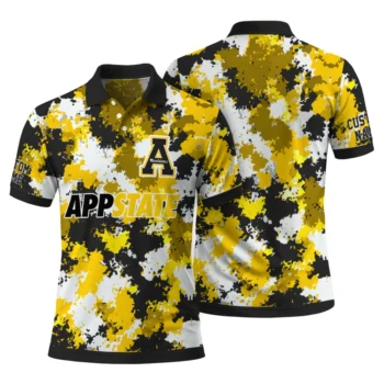 Appalachian State Mountaineers Polo Shirt Personalized Pixel Camo Black Fashion Forward