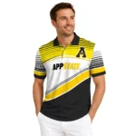 Appalachian State Mountaineers Polo Shirt Personalized Slanted Stripes Black White Best Selling