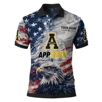 Appalachian State Mountaineers Polo Shirt Personalized Star Brushstrokes Black Blue Best Selling