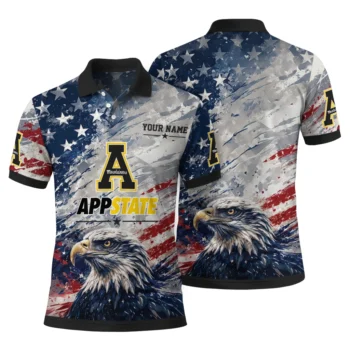 Appalachian State Mountaineers Polo Shirt Personalized Star Brushstrokes Black Blue Fashion Forward