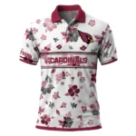 Arizona Cardinals Polo Shirt Custom Floral Pinstripe Red White Best Selling