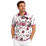 Arizona Cardinals Polo Shirt Custom Floral Pinstripe Red White Best Selling