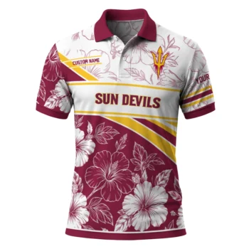 Arizona State Sun Devils Polo Shirt Personalized Floral Angles Maroon White Best Selling