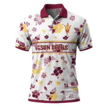 Arizona State Sun Devils Polo Shirt Personalized Floral Pinstripe Maroon White Best Selling