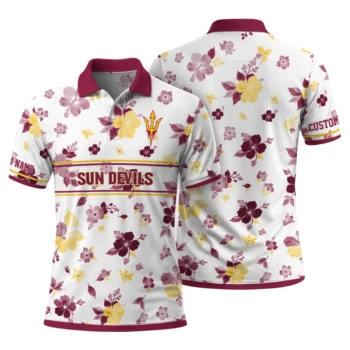 Arizona State Sun Devils Polo Shirt Personalized Floral Pinstripe Maroon White Fashion Forward