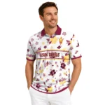 Arizona State Sun Devils Polo Shirt Personalized Floral Pinstripe Maroon White Best Selling