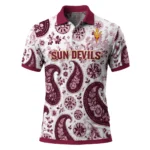 Arizona State Sun Devils Polo Shirt Personalized Paisley Florals Maroon White Best Selling