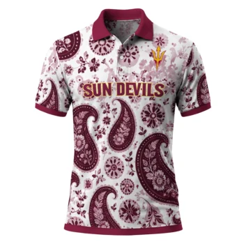 Arizona State Sun Devils Polo Shirt Personalized Paisley Florals Maroon White Best Selling