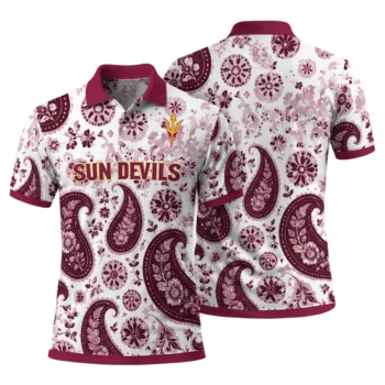 Arizona State Sun Devils Polo Shirt Personalized Paisley Florals Maroon White Fashion Forward