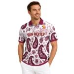 Arizona State Sun Devils Polo Shirt Personalized Paisley Florals Maroon White Best Selling