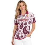 Arizona State Sun Devils Polo Shirt Personalized Paisley Florals Maroon White Best Selling