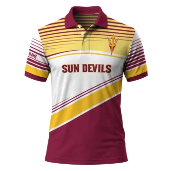 Arizona State Sun Devils Polo Shirt Personalized Slanted Stripes Maroon White Best Selling