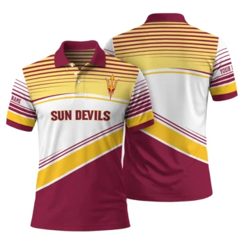 Arizona State Sun Devils Polo Shirt Personalized Slanted Stripes Maroon White Fashion Forward