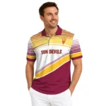 Arizona State Sun Devils Polo Shirt Personalized Slanted Stripes Maroon White Best Selling