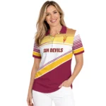 Arizona State Sun Devils Polo Shirt Personalized Slanted Stripes Maroon White Best Selling