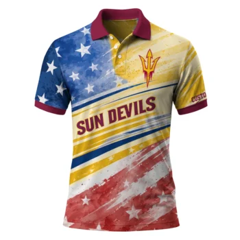 Arizona State Sun Devils Polo Shirt Personalized Star Stripes Red Blue Best Selling