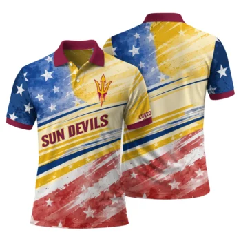 Arizona State Sun Devils Polo Shirt Personalized Star Stripes Red Blue Fashion Forward
