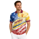 Arizona State Sun Devils Polo Shirt Personalized Star Stripes Red Blue Best Selling