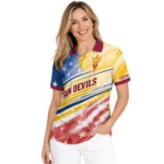 Arizona State Sun Devils Polo Shirt Personalized Star Stripes Red Blue Best Selling