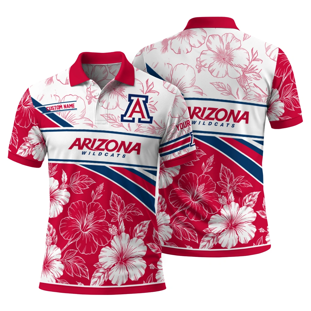Arizona Wildcats Polo Shirt Custom Floral Angles Red White Fashion Forward Arizona Wildcats Polo Shirt Custom Floral Angles Red White Fashion Forward