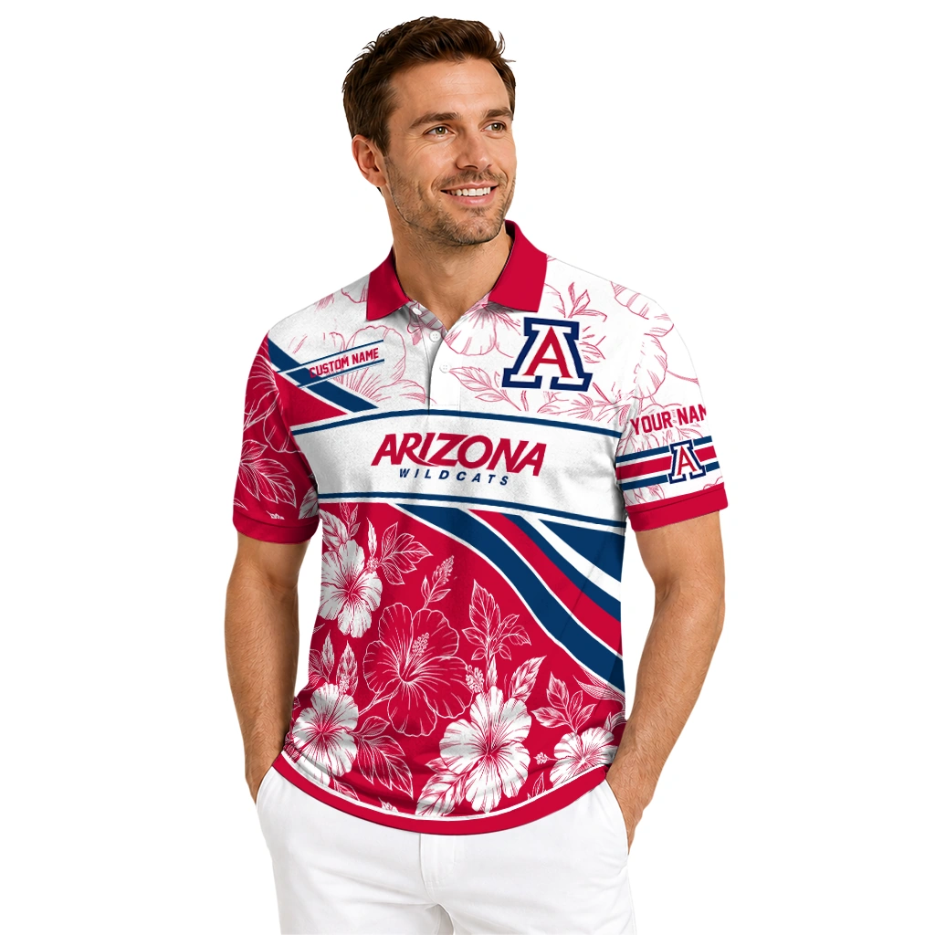 Arizona Wildcats Polo Shirt Custom Floral Angles Red White High Quality Arizona Wildcats Polo Shirt Custom Floral Angles Red White High Quality