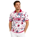 Arizona Wildcats Polo Shirt Custom Floral Pinstripe Red White Best Selling
