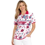 Arizona Wildcats Polo Shirt Custom Floral Pinstripe Red White Best Selling