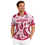Arizona Wildcats Polo Shirt Custom Paisley Florals Red White Best Selling